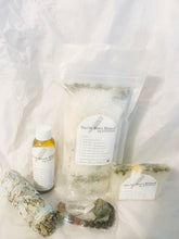 Load image into Gallery viewer, (3) Smudge Sticks,  (1) Healing Sage Soap  (1) 2 ounce Healing Sage Oil  (1) Sage Bath Soak,  (1) Bracelet   (1) Healing Stone
