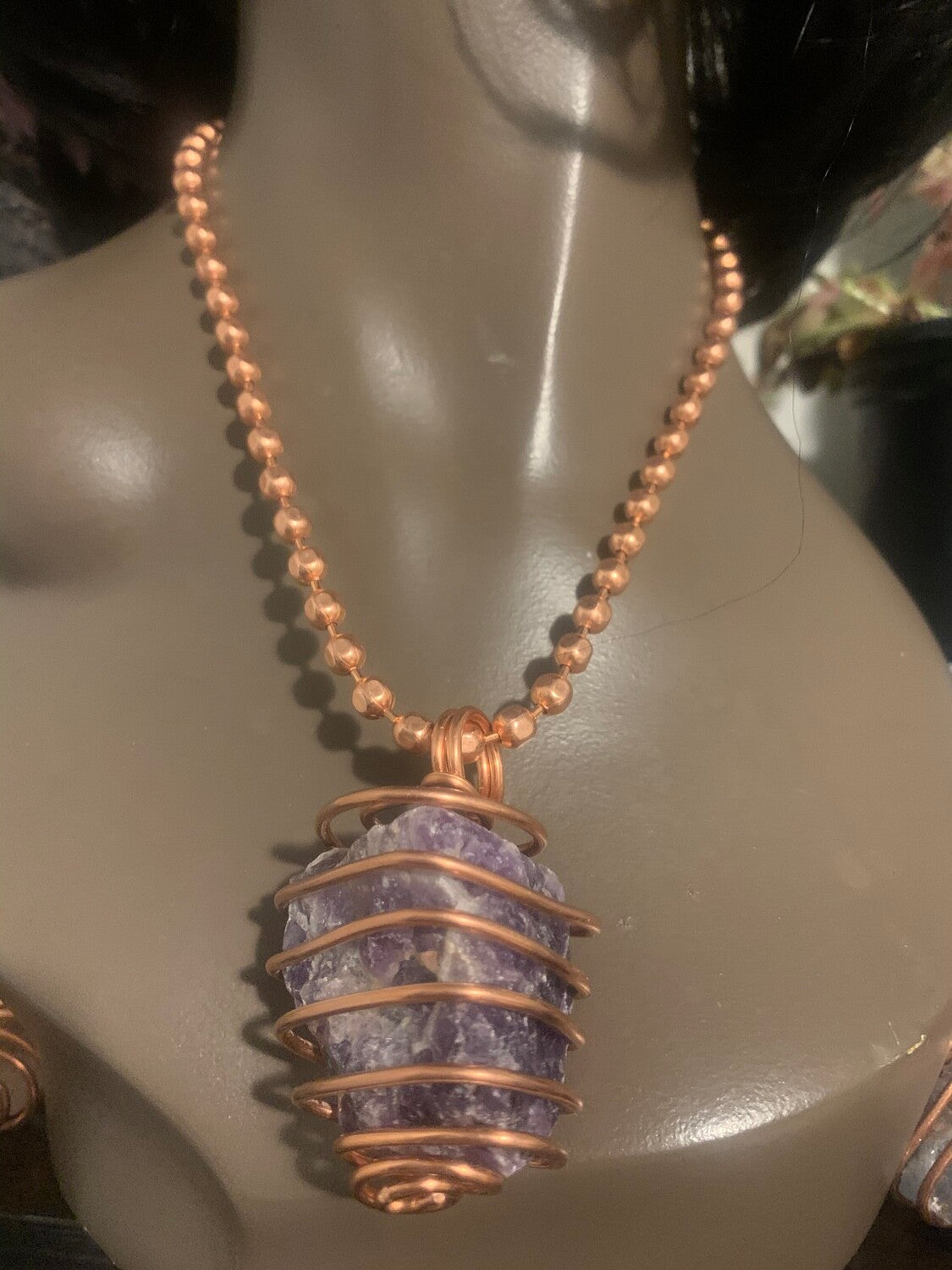 Chakra Balancing Copper Spiral Pendant Necklace