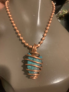 Chakra Balancing Copper Spiral Pendant Necklace